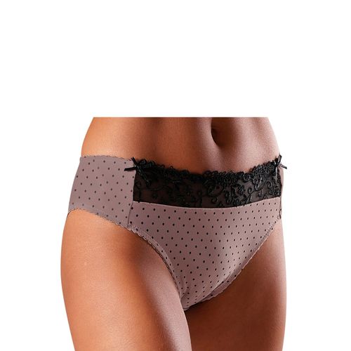 Slip NUANCE, Damen, Gr. 44/46, schwarz (taupe, schwarz), Spitze, Jersey, Obermaterial: 80% Polyamid, 10% Elasthan, 10% Viskose, figurbetont, Unterhosen, in bequemer Basic-Schnittform