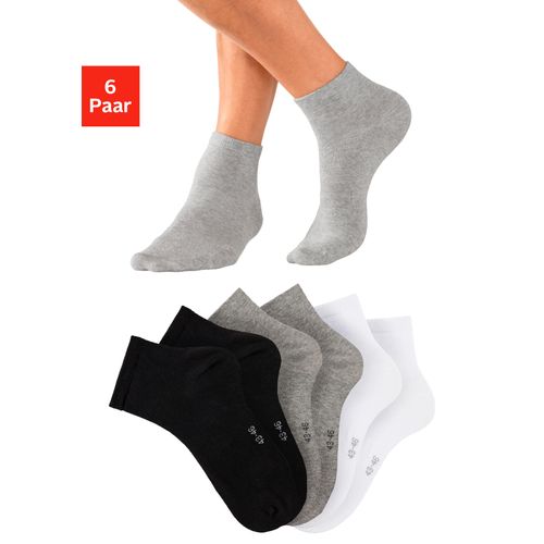 Kurzsocken BENCH., Herren, Gr. 39-42, schwarz-weiß (2x schwarz, 2x grau, meliert, 2x weiß), Baumwollmischung, unifarben, elastisch, Socken, mit eingestricktem Markenlogo im Bündchen