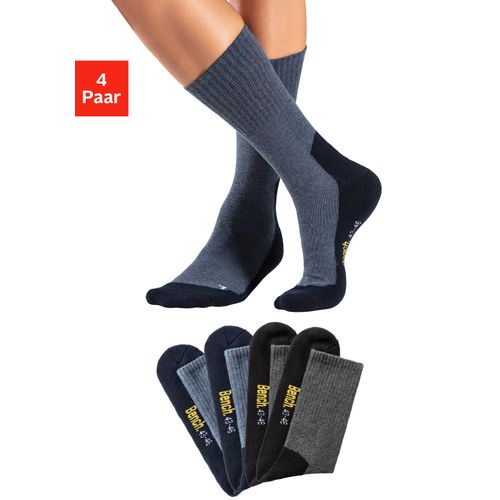 Tennissocken BENCH., Herren, Gr. 47-48, blau (2x anthrazit meliert, 2x jeans meliert), Baumwollmischung, uni und meliert, elastisch, Socken, mit Fußfrottee