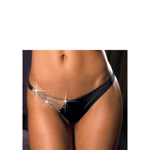 String LASCANA, Damen, Gr. 32/34, schwarz, Microtouch, Obermaterial: 90% Polyamid, 10% Elasthan, bequem, Unterhosen, mit Strassdetail