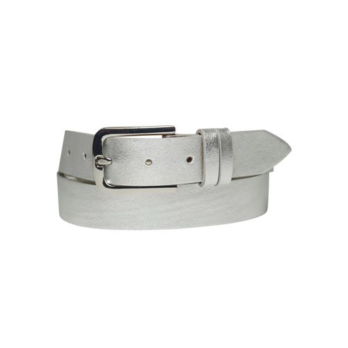 Ledergürtel ANNAMATONI, Damen, Gr. 105, silber (silberfarben), Leder, unifarben, glänzend, metallic, leicht glänzend, modisch,festlich,elegant,feminin, Gürtel, mit Metallicoberfläche