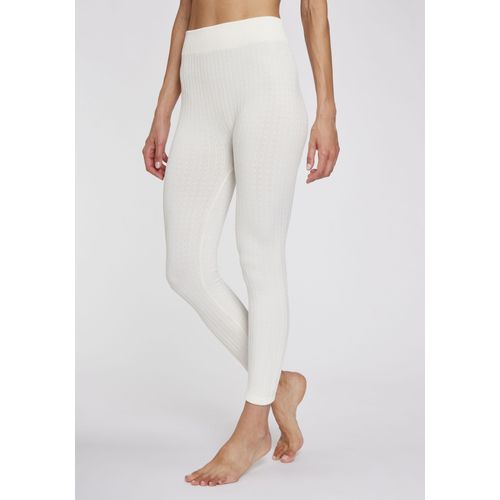 Strickstrumpfleggings LAVANA, Damen, Gr. S/M (34/42), beige (1x ecru), Obermaterial: 95% Polyester, 5% Elasthan, Zopfmuster, unifarben, elastisch, Strumpfhosen, mit Zopfmuster und innen weich angeraut