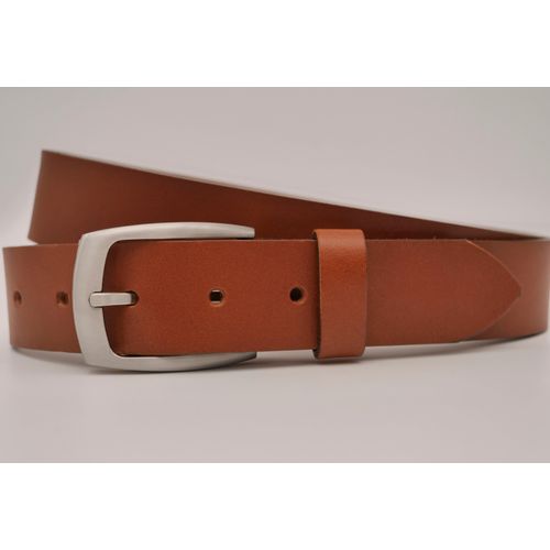 Ledergürtel ANNAMATONI, Damen, Gr. 105, braun (cognac), Rindsleder, casual, Gürtel, mit silbener Schließe