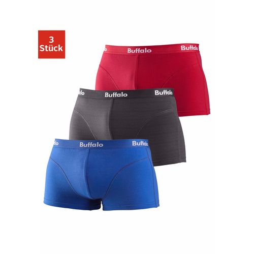 Hipster BUFFALO, Herren, Gr. 6 (L), blau (rot, royalblau, anthrazit), Jersey, Obermaterial: 95% Baumwolle, 5% Elasthan, unifarben, körpernah, Unterhosen, knapp sitzende Boxershorts aus Baumwollmischung