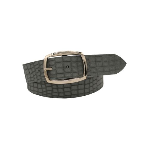 Ledergürtel ANNAMATONI, Damen, Gr. 100, grau, Leder, unifarben, Kroko-Optik, elegant,feminin,modisch, Gürtel