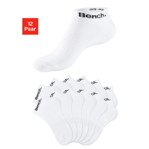 Sportsocken BENCH., Damen, Gr. 35-38, weiß (12x weiß), Baumwollmischung, unifarben, elastisch, Socken, Tennis Kurzsocken mit Halbfußfrottee