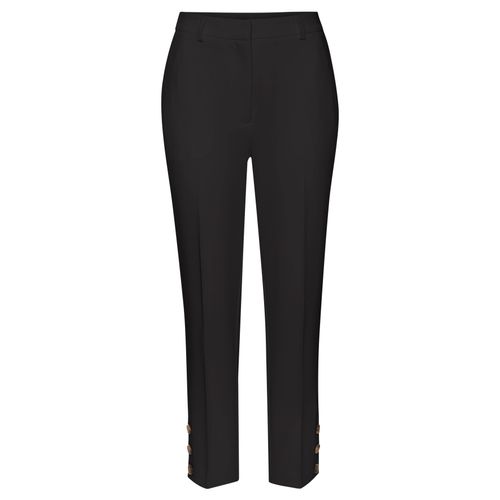 Anzughose LASCANA, Damen, Gr. 46, N-Gr, schwarz, Twill, Obermaterial: 75% Polyester, 20% Viskose, 5% Elasthan, unifarben, modisch, figurbetont knöchellang, Hosen, mit Knöpfen am Beinsaum, figurbetont, Anzughose, Business-Look