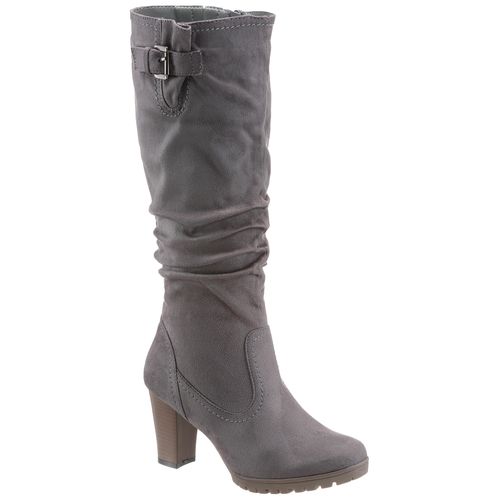 Stiefel ANISTON SHOES, Damen, Gr. 36, Normalschaft, grau, Textil, klassisch, Schuhe Reißverschlussstiefel, mit Raffungen am slouchy Schaft - NEUE KOLLEKTION