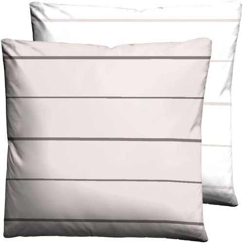 Kissenbezug BIBERNA Gr. 3, grau (taupe), B:40cm L:80cm, Baumwolle, 100% Baumwolle, Kissenbezüge