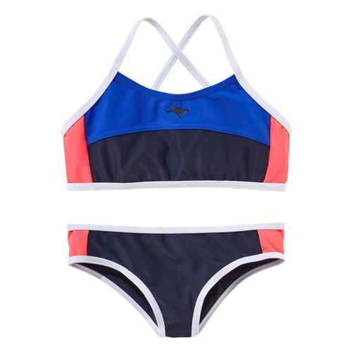 Bustier-Bikini KANGAROOS, Kinder, Gr. 122/128, N-Gr, bunt (marine, hummer), Polyamid, Bikini-Sets, im sportlichen Look