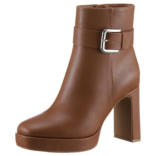Stiefelette ANISTON SHOES, Damen, Gr. 39, braun (cognacfarben), Lederimitat, elegant, Schuhe, Abendstiefelette mit Plateau - NEUE KOLLEKTION