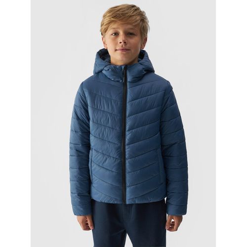 Steppjacke 4F, Kinder, Gr. 164, blau (denim), angeraute Sweatware, Bouclu00e9, Obermaterial: 100% Polyamid. Futter: 100% Polyester. Wattierung: 100% Polyester, unifarben, sportlich, hoch geschlossener Ausschnitt, Langarm eingesetzt eingefasste Kante, Jacken