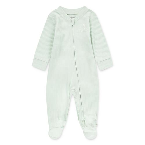 Strampler HUGGIES BABYWEAR, Baby, Gr. 2 (62), N-Gr, grün (subtle grün), Obermaterial: 100% Baumwolle, Strukturmuster, casual, regular fit, Langarm Rippbündchen, Overalls, mit Logo Schriftzug