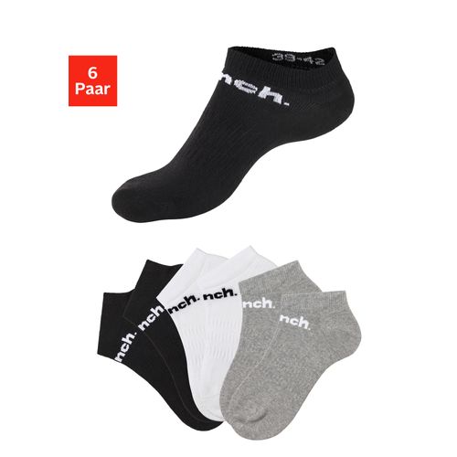 Sportsocken BENCH., Damen, Gr. 39-42, schwarz-weiß (2x schwarz, 2x weiß, 2x grau, meliert), Baumwollmischung, unifarben, elastisch, Socken, Sneakersocken mit klassischem Logoschriftzug