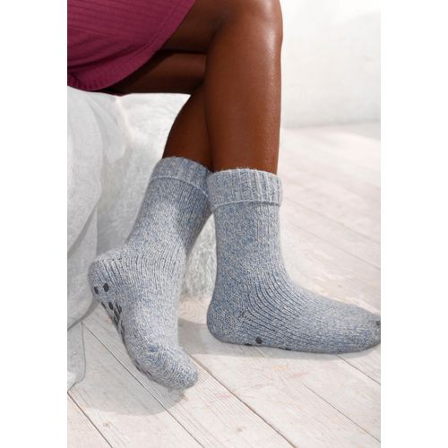 ABS-Socken LAVANA, Damen, Gr. 39-42, blau, Polyester, Polyacryl, Polyamid, sonstige Fasern, unifarben, meliert, elastisch, Socken, aus Strick mit rutschfester Sohle