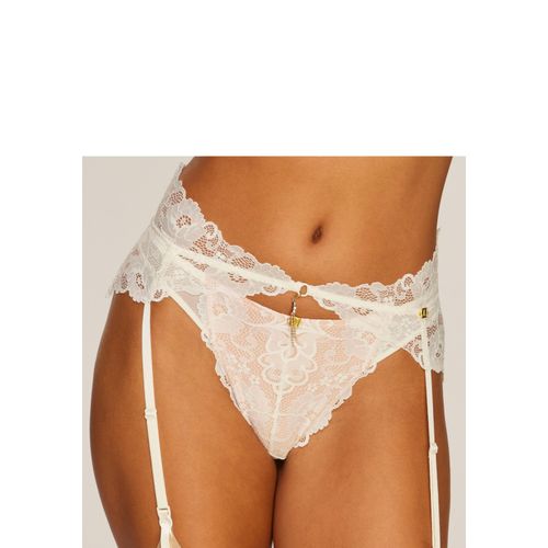 Strapsgürtel JETTE, Damen, Gr. 36/38, N-Gr, beige (creme), Spitze, Obermaterial: 90% Polyamid, 10% Elasthan, Strumpfhalter, aus floraler Spitze mit extravagantem Glitzeraccessoire, sexy Dessous