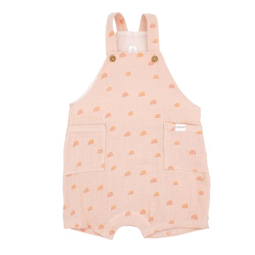 Latzhose MAXIMO, Baby, Gr. 50/56, N-Gr, rosa, Obermaterial: 100% Baumwolle, bedruckt, casual, bequem kniefrei, Hosen, Unisex-Design mit Löwen- oder Regenbogenmotiv