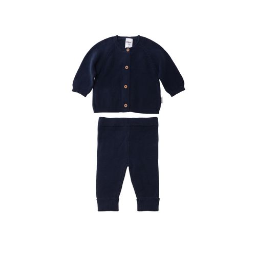Hausanzug LILIPUT, Damen, Gr. 74, blau (dunkelblau), 100% Baumwolle, unifarben, casual, Langarm, Homewear-Sets Schlafanzug, aus weichem Material