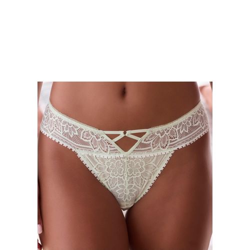 String LASCANA, Damen, Gr. 40/42, grün (hellmint), Spitze, Obermaterial: 90% Polyamid, 10% Elasthan, Unterhosen, mit edlem Cut-Out aus floraler Jacquardspitze