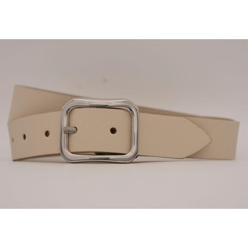 Ledergürtel ANNAMATONI, Damen, Gr. 100, beige (sand), Rindsleder, unifarben, casual, Gürtel, mit silberner Schließe