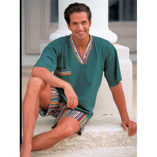 Schlafanzug TOP TEN, Herren, Gr. 52/54, grün (tannengrün), 100% Baumwolle, Kurzarm, Homewear-Sets