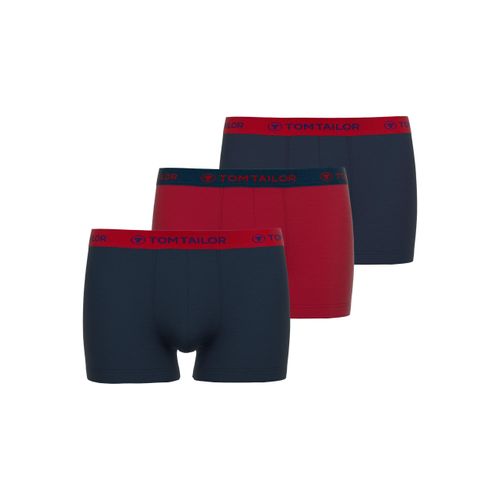 Boxershorts TOM TAILOR, Herren, Gr. 7 (XL), rot (rot, mittel, multicolor), Single Jersey, Obermaterial: 95% Baumwolle, 5% Elasthan, unifarben, körpernah, Unterhosen, mit Logobund