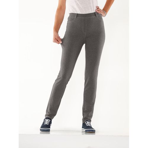 Stretch-Hose CLASSIC BASICS, Damen, Gr. 21, Kurzgrößen, grau (graphit, meliert), 49% Baumwolle, 46% Polyester, 5% Elasthan, unifarben, lang, Hosen