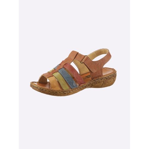 Sandale CASUAL LOOKS, Damen, Gr. 37, bunt (cognac, bunt), Glattleder, sportlich, Schuhe
