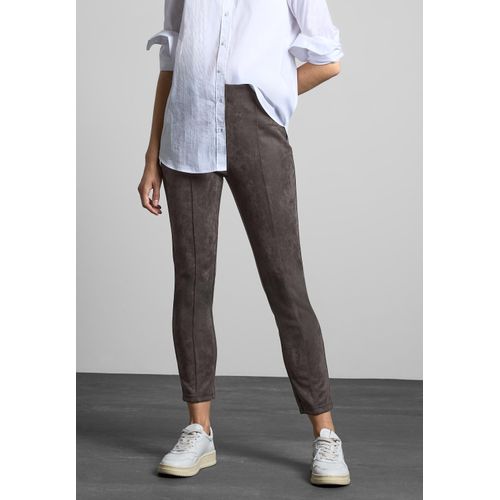 Stoffhose STREET ONE, Damen, Gr. 46, Länge 28, braun (schwarz oak braun), Stoff, 90% Polyester, 10% Elasthan, unifarben, casual, skinny fit knöchelfrei, Hosen, High Waist
