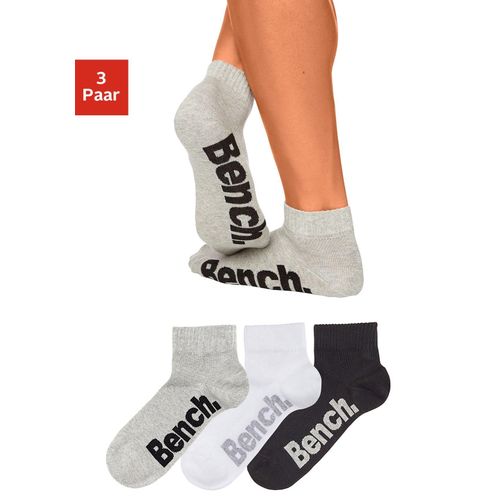 Kurzsocken BENCH., Damen, Gr. 35-38, schwarz-weiß (schwarz, weiß, grau), Polyamid, Baumwolle, Elasthan, meliert, uni, elastisch, Socken, mit bequemen Rippbündchen