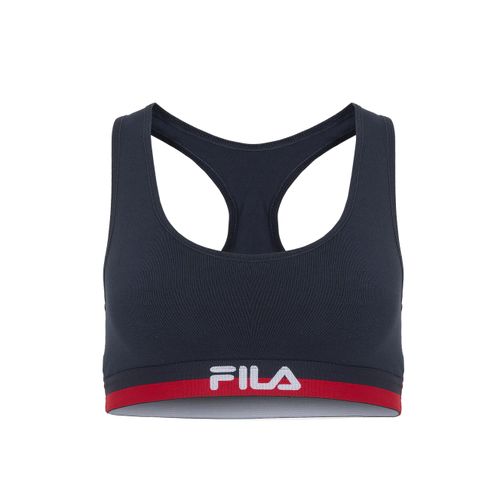 Bustier FILA, Damen, Gr. XS, N-Gr, blau (navy), Jersey, Obermaterial: 95% Baumwolle, 5% Elasthan, unifarben mit Farbeinsatz, bedruckt, Basic, Basic, BHs, mit elastischem Unterbrustband mit Logoschriftzug