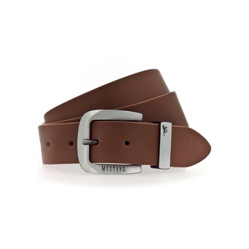 Ledergürtel MUSTANG, Damen, Gr. 100, braun (hellbraun), Rindsleder, casual,modisch,klassisch, Gürtel, Dornschließe aus geschwärztem Silber, mit Logo-Schriftzug, 3,5 cm