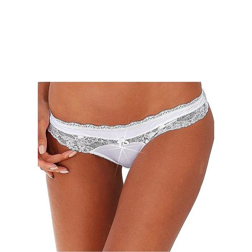 String LASCANA, Damen, Gr. 32/34, weiß, Microtouch, Spitze, Obermaterial: 90% Polyamid, 10% Elasthan, eng, Unterhosen, mit abnehmbaren Strapsen