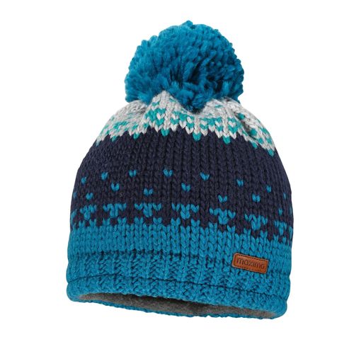 Ballonmütze MAXIMO, Baby, Gr. 49, blau (petrol), Grobstrick, Wollmischung, gemustert, casual, Mützen, mit Grobstrickmuster und Pompon