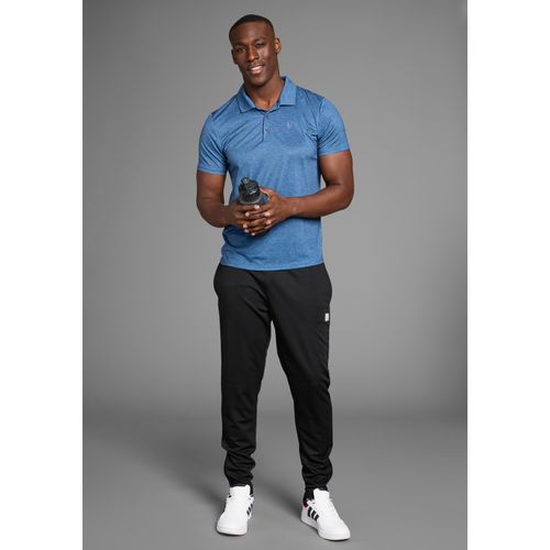 Poloshirt BRUNO BANANI, Herren, Gr. M (48/50), blau (blau meliert), Single Jersey, Obermaterial: 100% Polyester, sportlich, slim fit, Halbarm, Shirts, Poloshirt aus Quick Dry T-Shirt-Ware