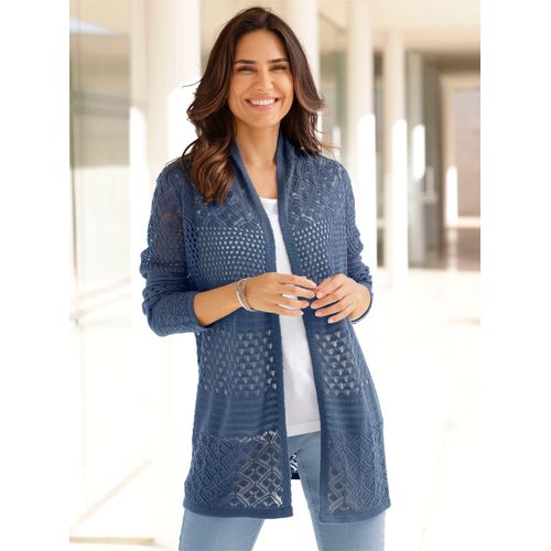 Strickjacke CLASSIC BASICS, Damen, Gr. 40, blau (jeansblau), 100% Polyacryl, unifarben, Strickjacken