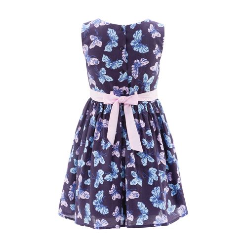 Minikleid HAPPY GIRLS, Mädchen, Gr. 92, N-Gr, blau (navy), Jersey, Obermaterial: 100% Baumwolle. Futter: 100% Baumwolle, bedruckt, casual, regular fit knielang, Rundhals, Kurzarm, Kleider