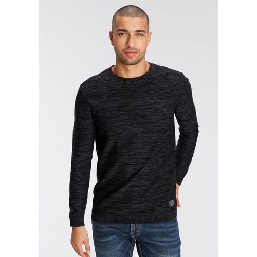 Rundhalspullover AJC, Herren, Gr. XXL (60/62), schwarz, Feinstrick, Obermaterial: 100% Baumwolle, unifarben, meliert, casual, schmal, Rundhals, Langarm Rippstrickbündchen, Pullover, in melierter Optik
