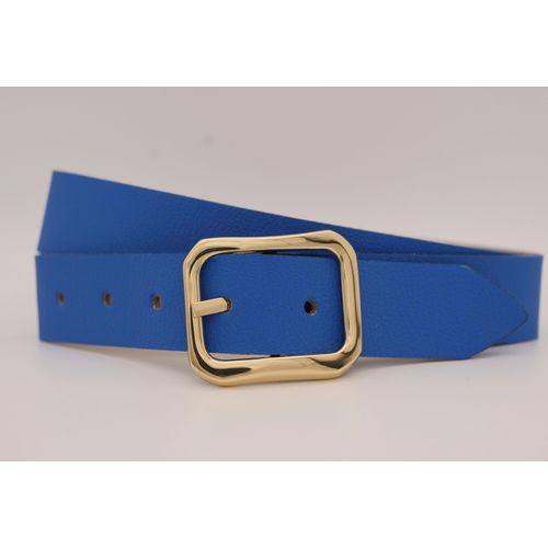 Ledergürtel ANNAMATONI, Damen, Gr. 100, blau (royal), Rindsleder, unifarben, casual, Gürtel, mit goldener Schließe