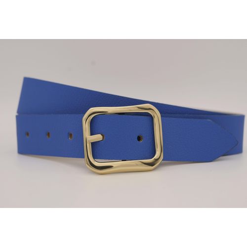 Ledergürtel ANNAMATONI, Damen, Gr. 110, blau (royal), Rindsleder, unifarben, casual, Gürtel, mit goldener Schließe