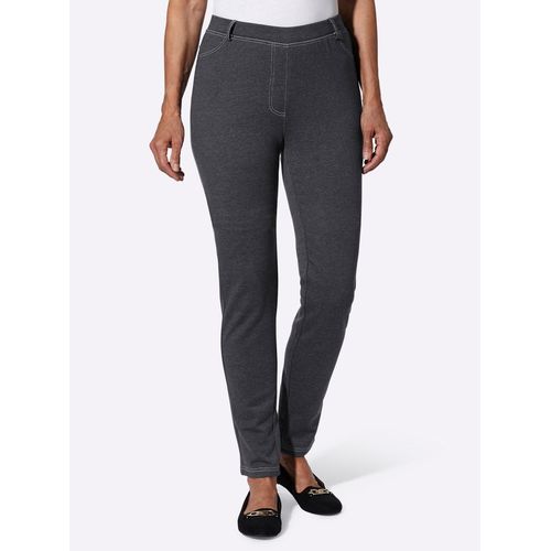Stretch-Hose CLASSIC BASICS, Damen, Gr. 25, Kurzgrößen, schwarz (schwarz, meliert), 49% Baumwolle, 46% Polyester, 5% Elasthan, unifarben, lang, Hosen