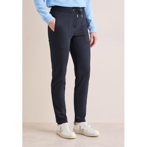 Stoffhose CECIL, Damen, Gr. XXL, Länge 28, blau (universal blau), Stoff, 56% Viskose, 17% Polyamid, 17% Polyester, 10% Elasthan, unifarben, casual, slim fit normal, Hosen, mit Tunnelzugband