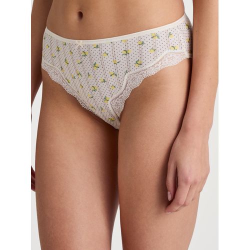 Slip CALIDA, Damen, Gr. S (40/42), weiß (charm cream), Obermaterial: 95% Baumwolle, 5% Elasthan, körpernah, Unterhosen, Mit floraler Spitze vorn