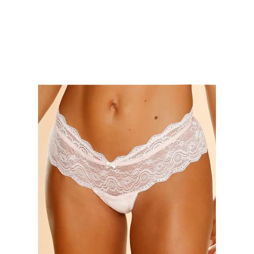 Panty LASCANA, Damen, Gr. 32/34, beige (puder), Spitze, Obermaterial: 90% Polyamid, 10% Elasthan, eng, Unterhosen, Dessous aus Spitze