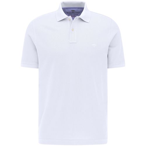 Poloshirt FYNCH-HATTON, Herren, Gr. M (50), weiß, Jersey, Obermaterial: 100% Baumwolle, unifarben, casual, normal, ohne Ausschnitt, Langarm, Shirts, mit kleinem Markenlogo