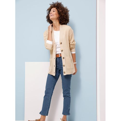 Strickjacke CLASSIC BASICS, Damen, Gr. 54, beige (sand), 100% Polyacryl, unifarben, Langarm, Strickjacken