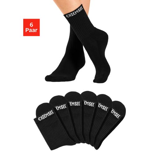 Tennissocken CHIEMSEE, Damen, Gr. 35-38, schwarz, Baumwolle, Elasthan, Polyamid, unifarben, normal, Socken, mit eingestricktem Markennamen