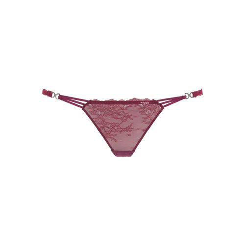 String LASCANA, Damen, Gr. 36/38, lila (aubergine), Spitze, Obermaterial: 90% Polyamid, 10% Elasthan, eng, Unterhosen, mit dekorativen Strass-Schnallen