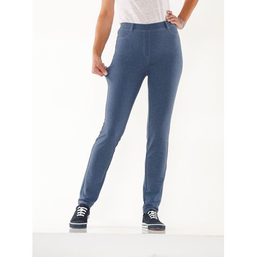 Stretch-Hose CLASSIC BASICS, Damen, Gr. 21, Kurzgrößen, blau (rauchblau, meliert), 49% Baumwolle, 46% Polyester, 5% Elasthan, unifarben, lang, Hosen