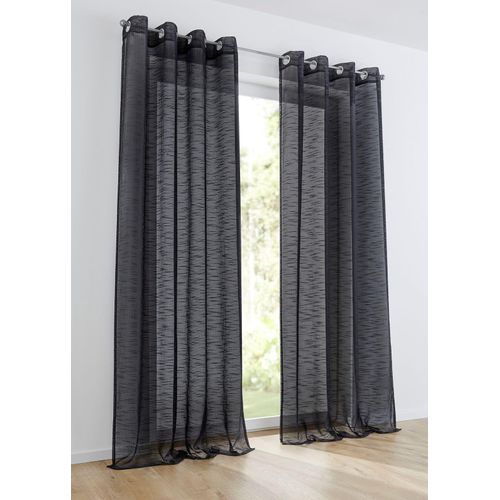 Gardine HEINE HOME Gr. 2, grau (anthrazit), B:140cm H:175cm, Polyester, Gardinen